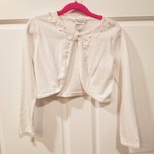Girls' Bonnie Jean White Cropped Cardigan, Size M, EUC